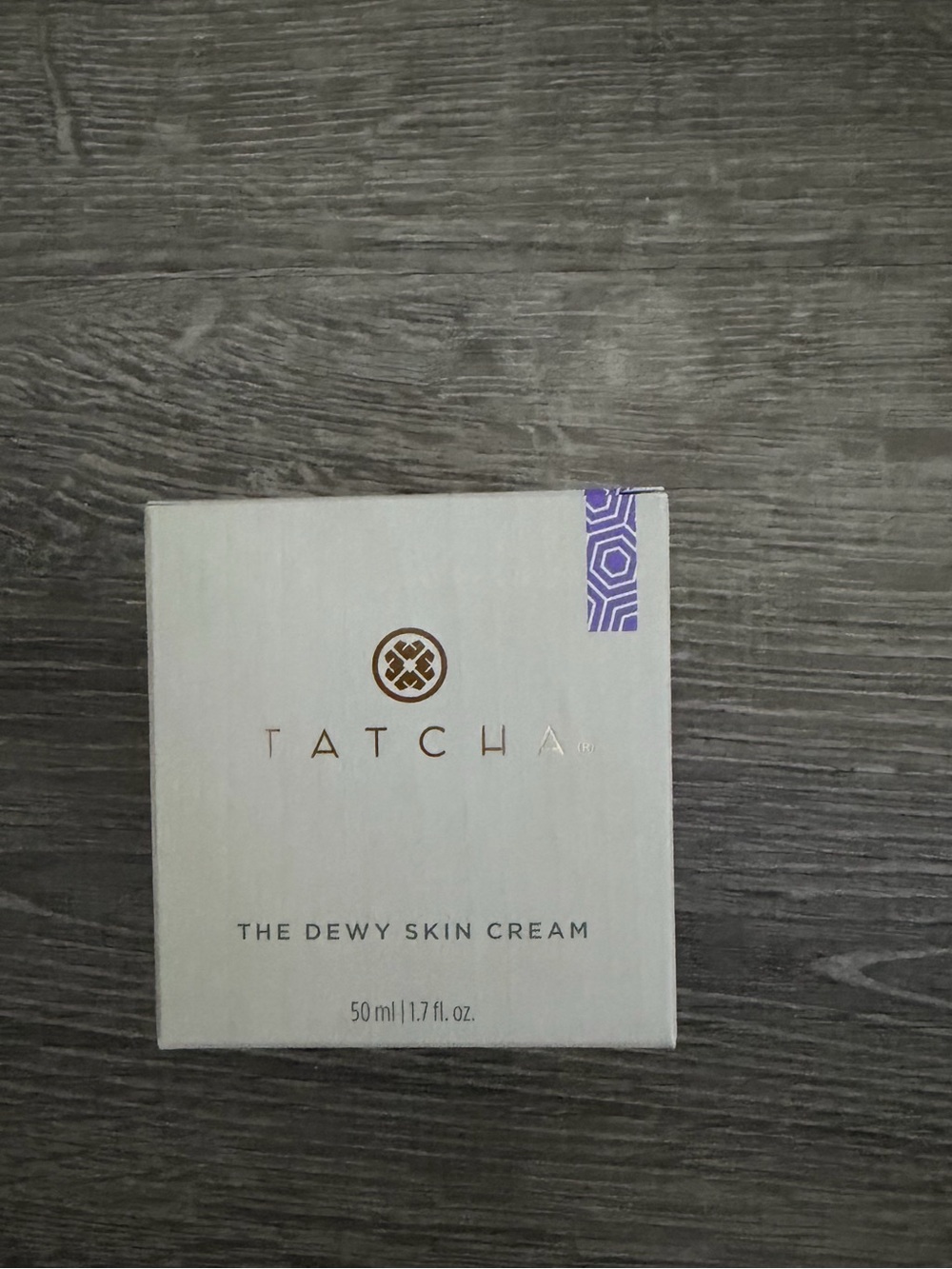 BRAND NEW 
Tatcha Dewy Skin Cream – Cream & Purple Accents
